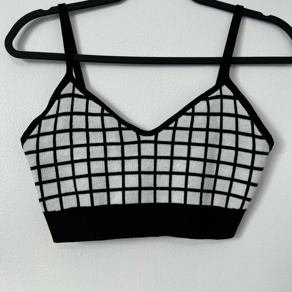 OAK + FORT Other - OAK + FORT Black and White Grid Bralette